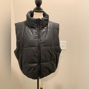 Faux Leather Vest with pockets